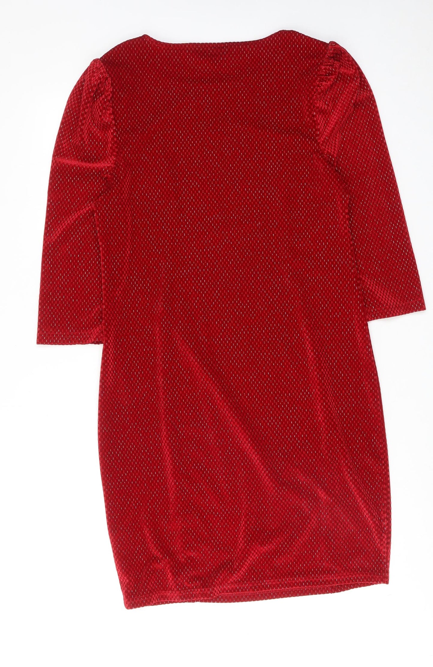 Envy Womens Red Geometric Polyester A-Line Size 14 Round Neck Pullover
