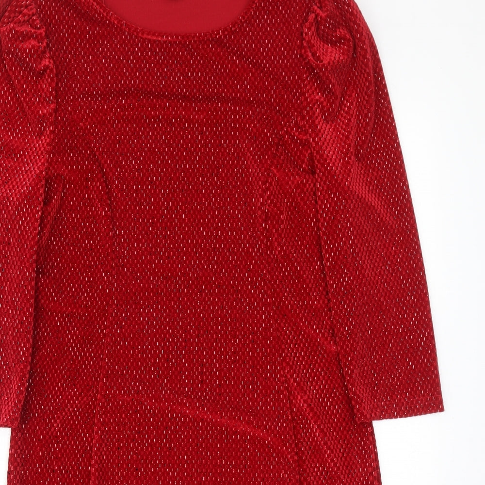 Envy Womens Red Geometric Polyester A-Line Size 14 Round Neck Pullover
