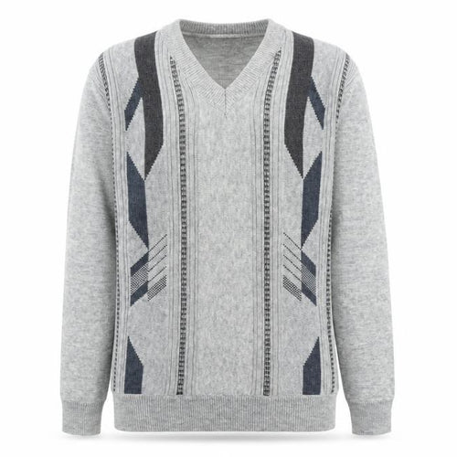 Cavalli Mens Grey V-Neck Geometric Acrylic Pullover Jumper Size M Long Sleeve