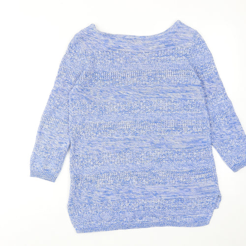 M&Co Womens Blue Boat Neck Cotton Pullover Jumper Size 10