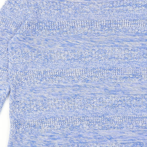M&Co Womens Blue Boat Neck Cotton Pullover Jumper Size 10