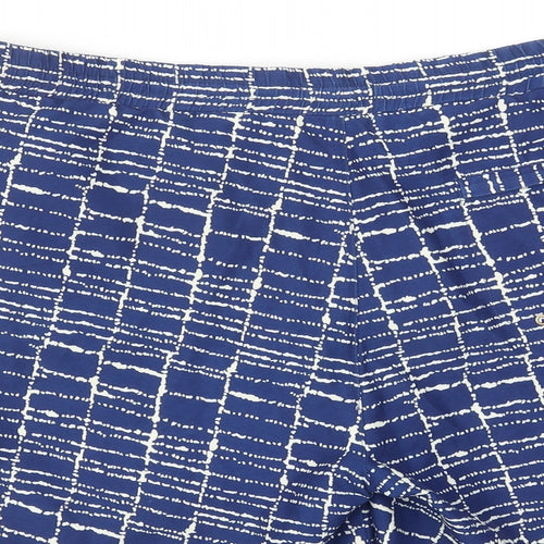 Whistles Mens Blue Geometric Polyester Sweat Shorts Size L Regular Drawstring