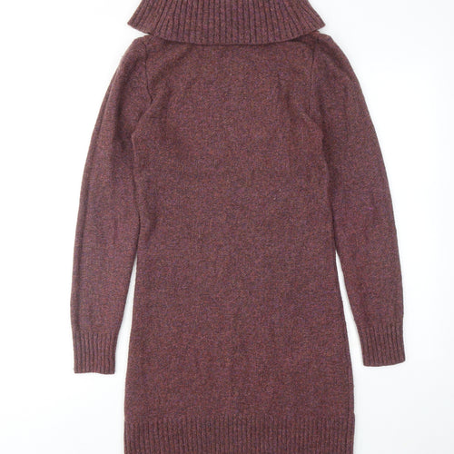 Monsoon Womens Purple Wool Jumper Dress Size S Roll Neck Pullover