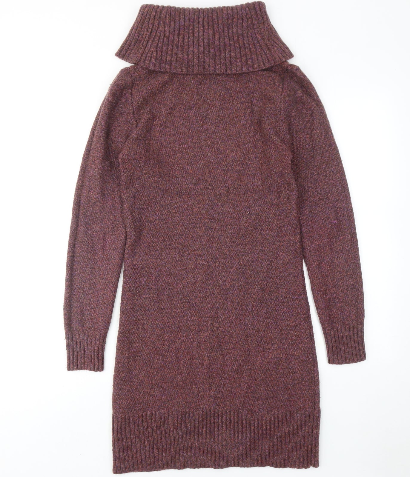 Monsoon Womens Purple Wool Jumper Dress Size S Roll Neck Pullover