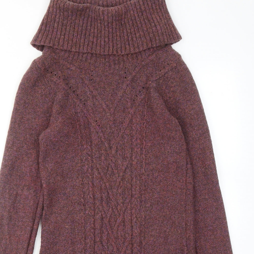 Monsoon Womens Purple Wool Jumper Dress Size S Roll Neck Pullover