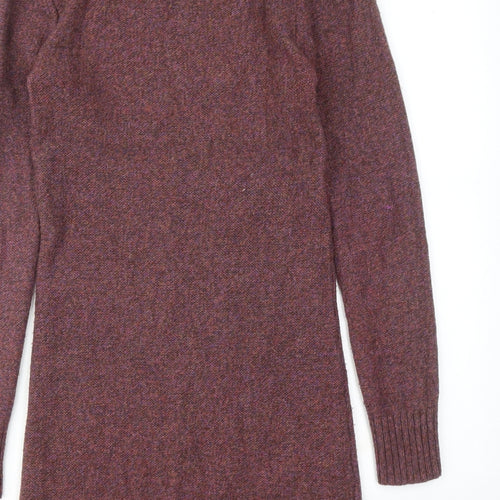 Monsoon Womens Purple Wool Jumper Dress Size S Roll Neck Pullover