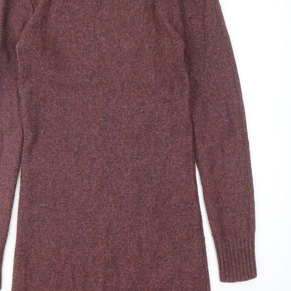 Monsoon Womens Purple Wool Jumper Dress Size S Roll Neck Pullover