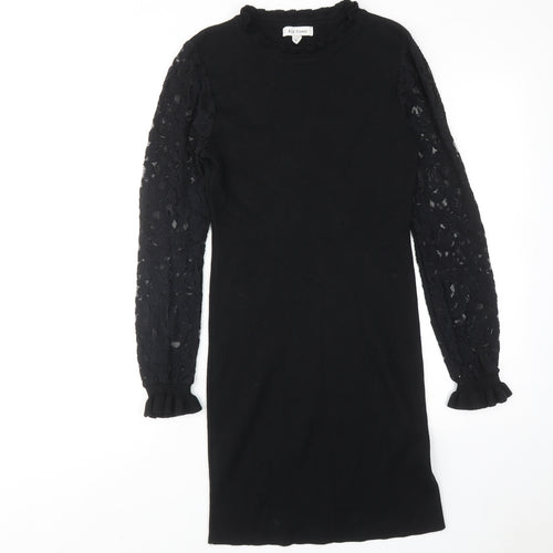 Wild Flower Womens Black Viscose A-Line Size M Round Neck Pullover