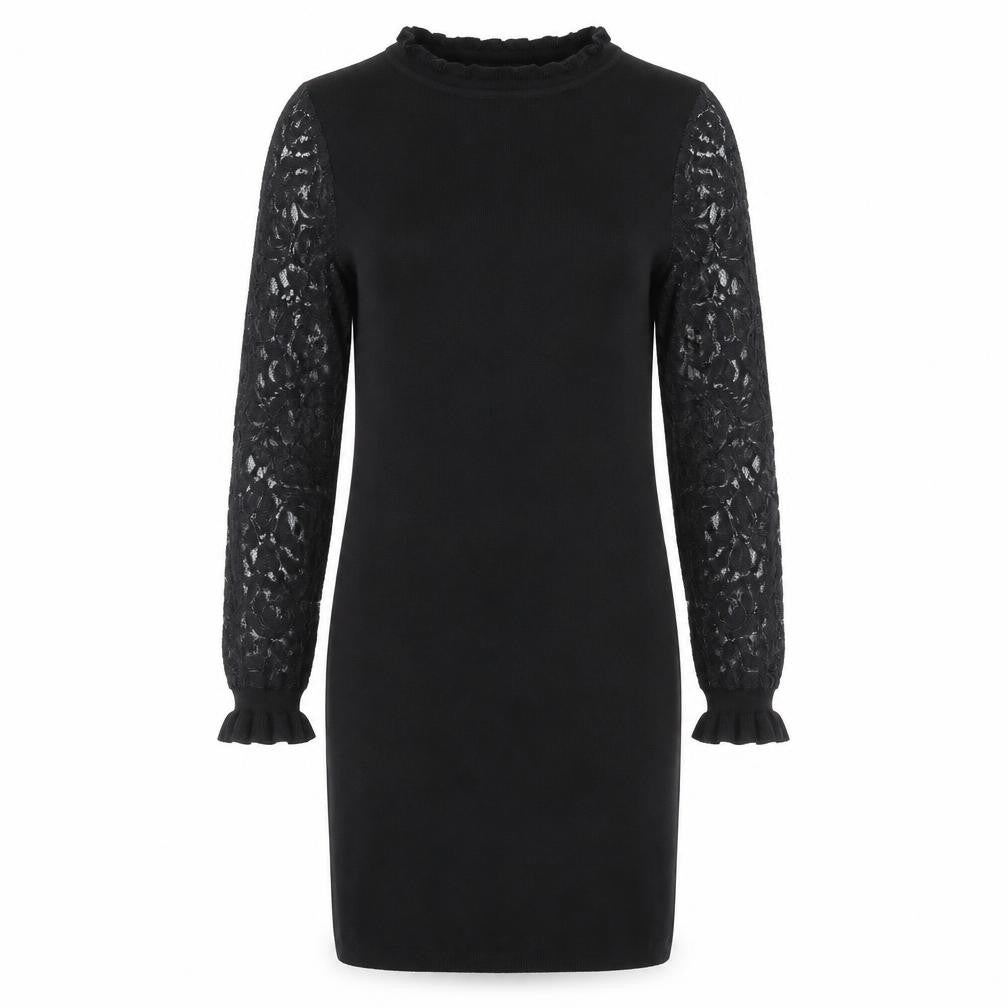 Front view of Wild Flower women’s black viscose a-line, size M, round neck pullover