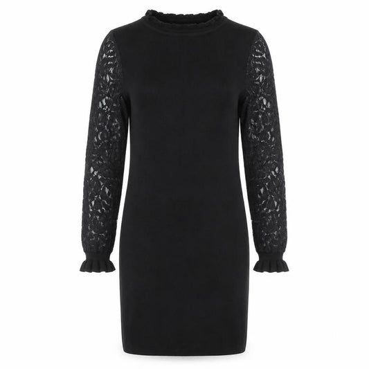 Front view of Wild Flower women’s black viscose a-line, size M, round neck pullover