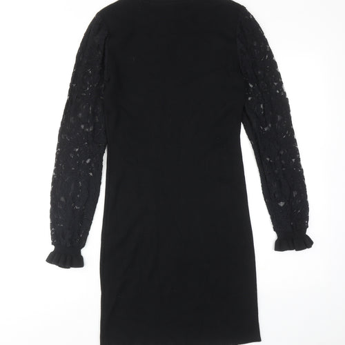 Wild Flower Womens Black Viscose A-Line Size M Round Neck Pullover