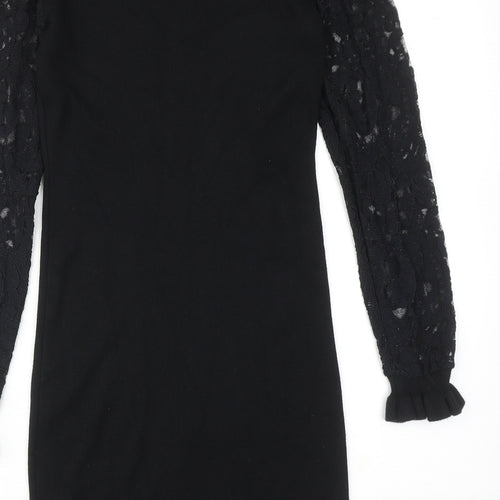 Wild Flower Womens Black Viscose A-Line Size M Round Neck Pullover