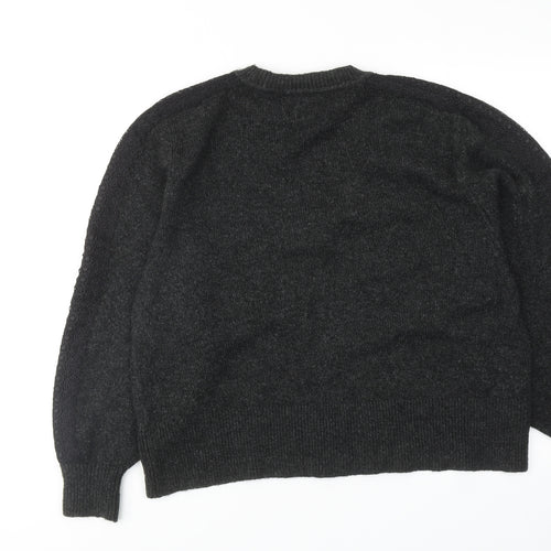 Zara Womens Grey V-Neck Acrylic Pullover Jumper Size S
