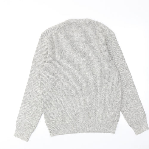 Marks and Spencer Mens Grey Round Neck Polyamide Pullover Jumper Size S Long Sleeve