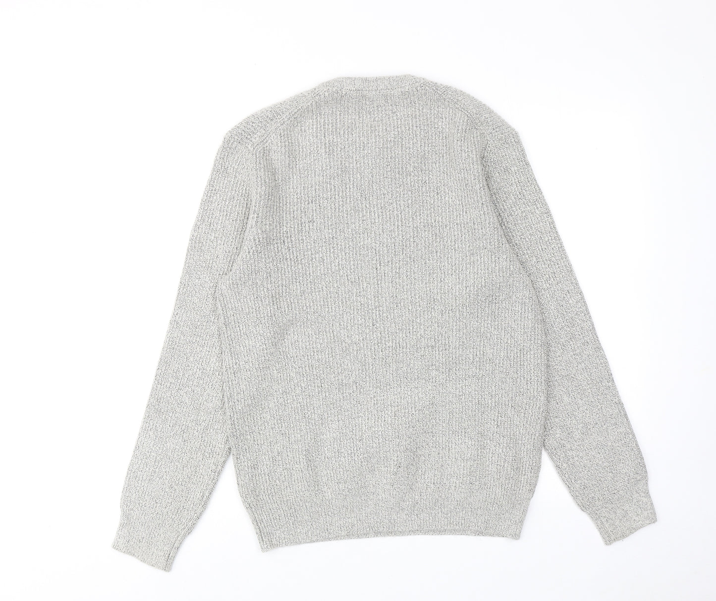 Marks and Spencer Mens Grey Round Neck Polyamide Pullover Jumper Size S Long Sleeve