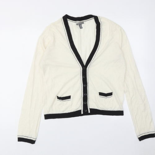 Gap Womens Ivory V-Neck Wool Cardigan Jumper Size XL