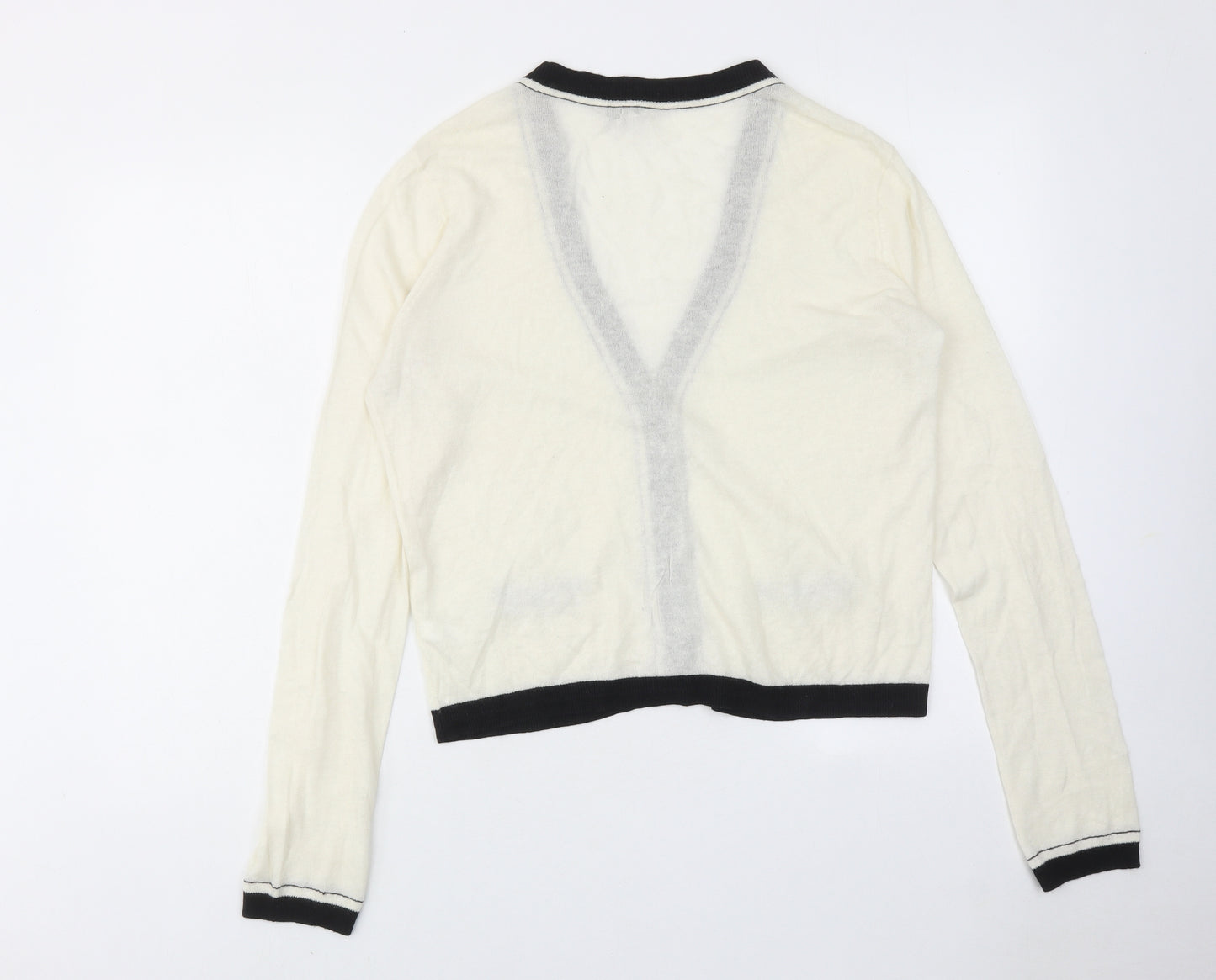 Gap Womens Ivory V-Neck Wool Cardigan Jumper Size XL