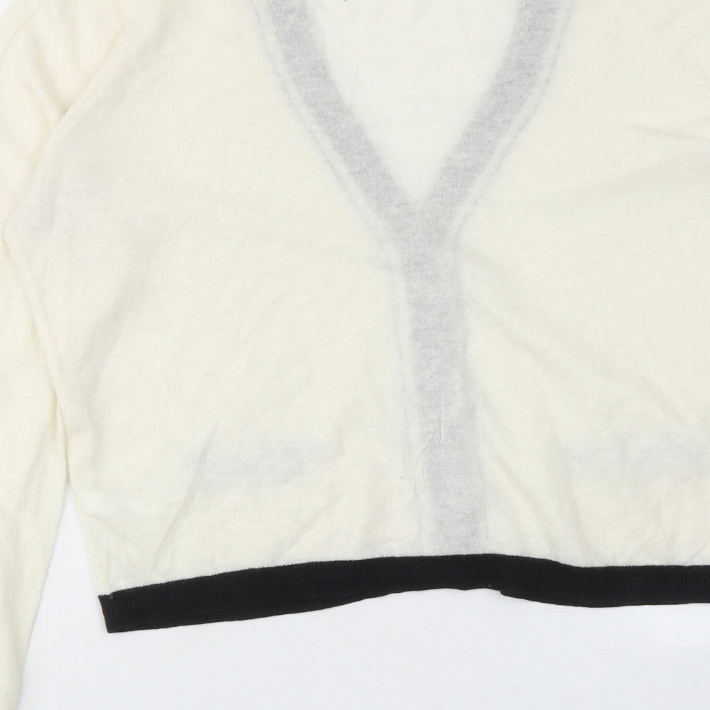 Gap Womens Ivory V-Neck Wool Cardigan Jumper Size XL