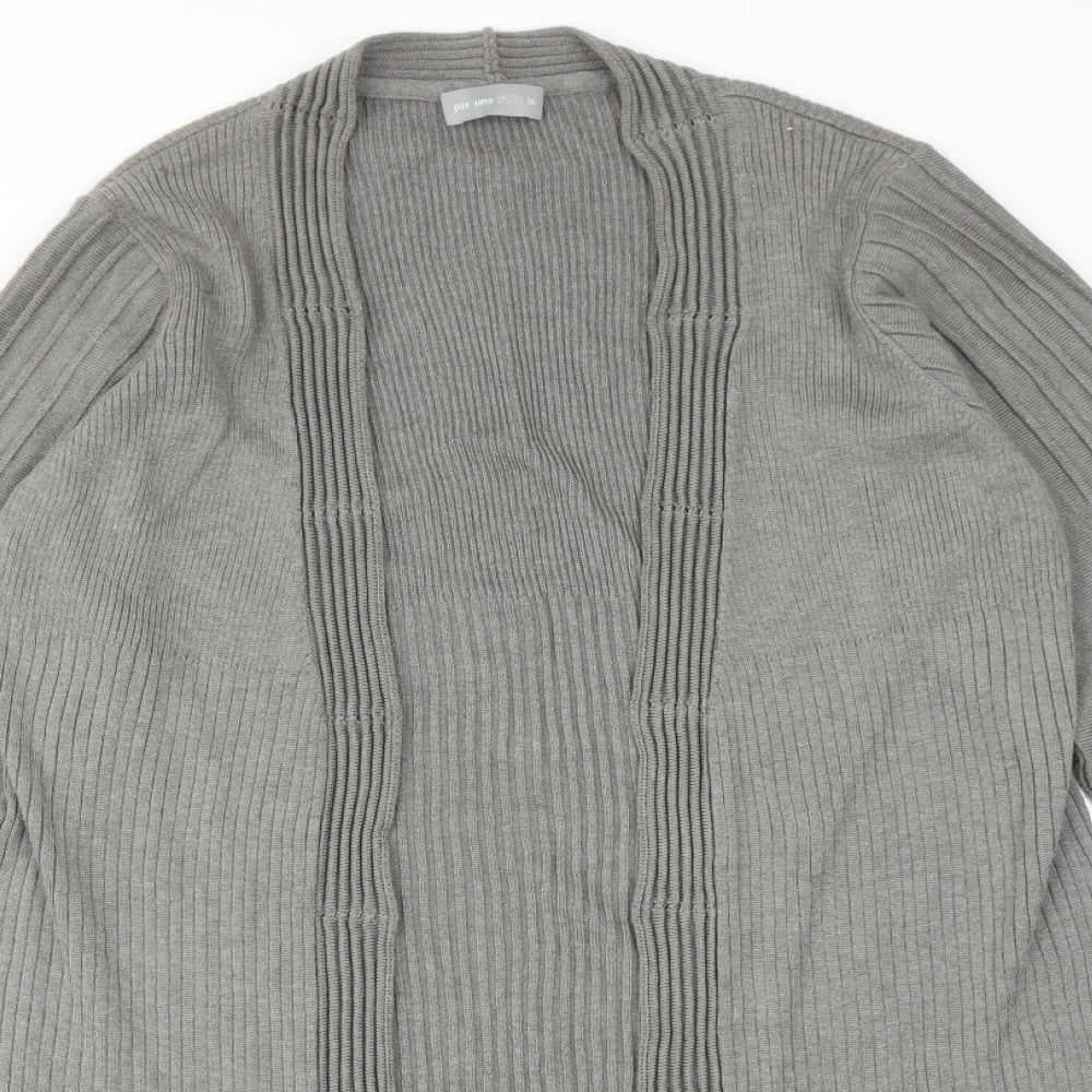 Per Una Womens Grey V-Neck Acrylic Cardigan Jumper Size 16