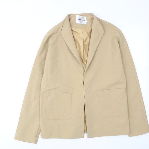 Madison Womens Beige Jacket Blazer Size L Hook & Eye