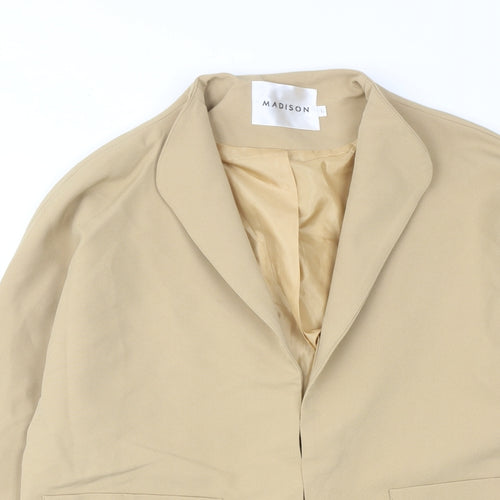 Madison Womens Beige Jacket Blazer Size L Hook & Eye