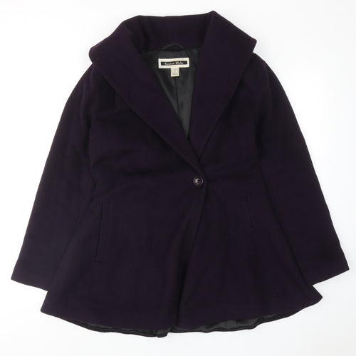 Karen Blake Womens Purple Overcoat Coat Size S Button