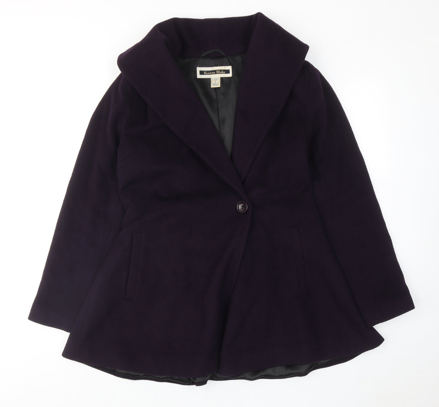 Karen Blake Womens Purple Overcoat Coat Size S Button