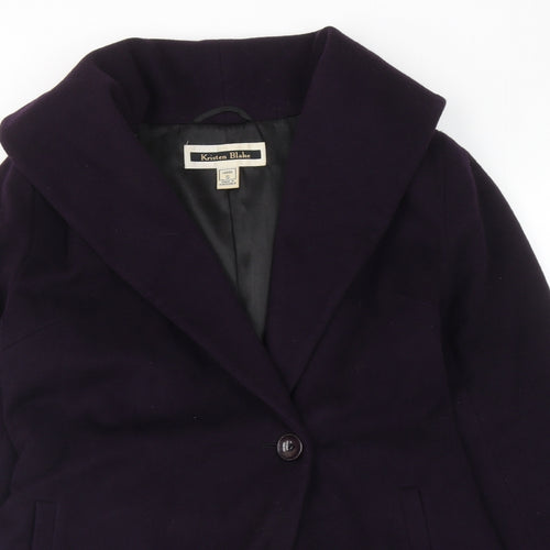 Karen Blake Womens Purple Overcoat Coat Size S Button
