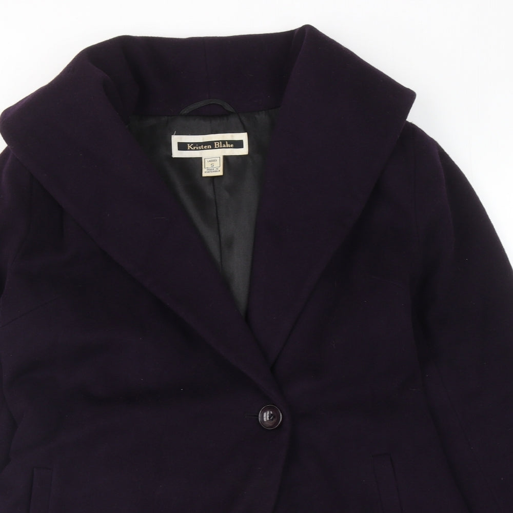 Karen Blake Womens Purple Overcoat Coat Size S Button
