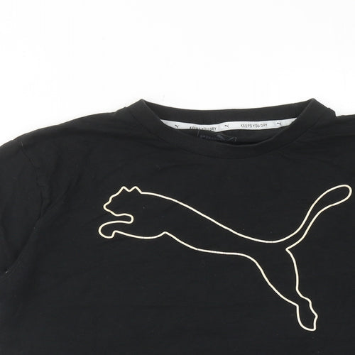 PUMA Womens Black Cotton Basic T-Shirt Size S Round Neck