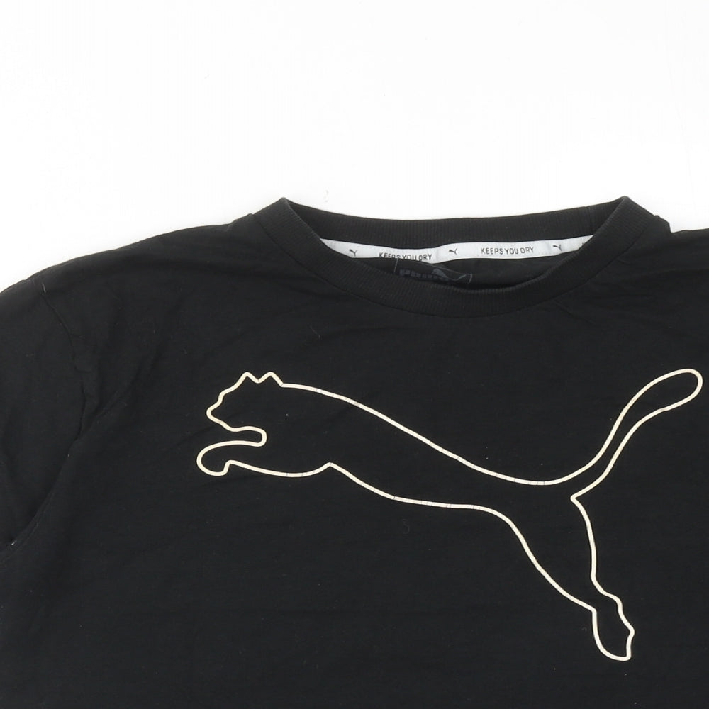 PUMA Womens Black Cotton Basic T-Shirt Size S Round Neck