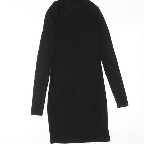 American Apparel Womens Black Viscose Jumper Dress Size S Mock Neck Pullover