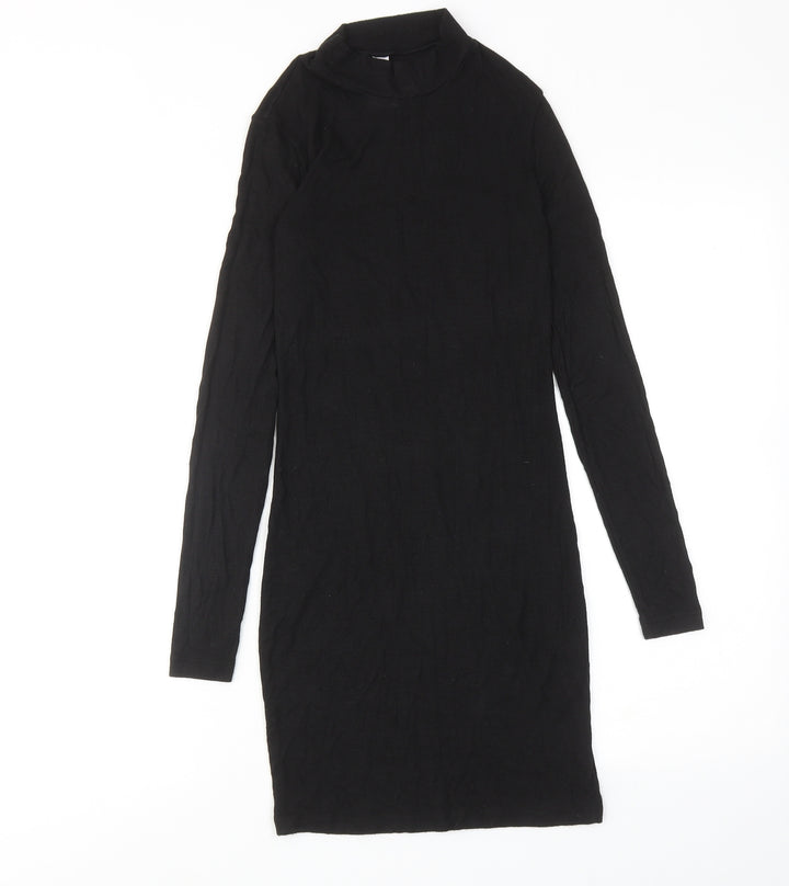 American Apparel Womens Black Viscose Jumper Dress Size S Mock Neck Pullover