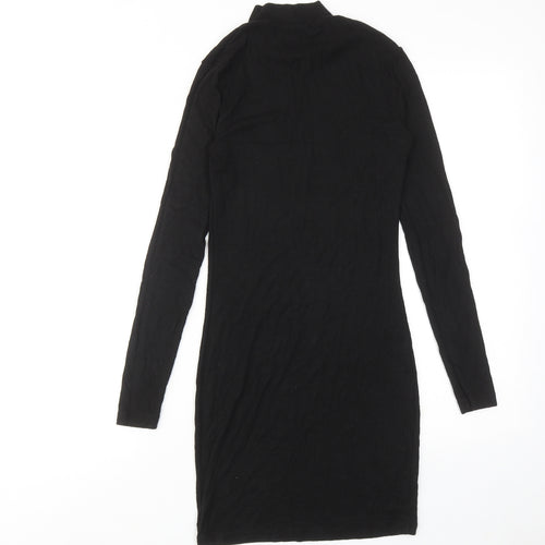 American Apparel Womens Black Viscose Jumper Dress Size S Mock Neck Pullover