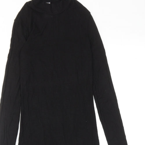 American Apparel Womens Black Viscose Jumper Dress Size S Mock Neck Pullover