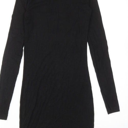 American Apparel Womens Black Viscose Jumper Dress Size S Mock Neck Pullover
