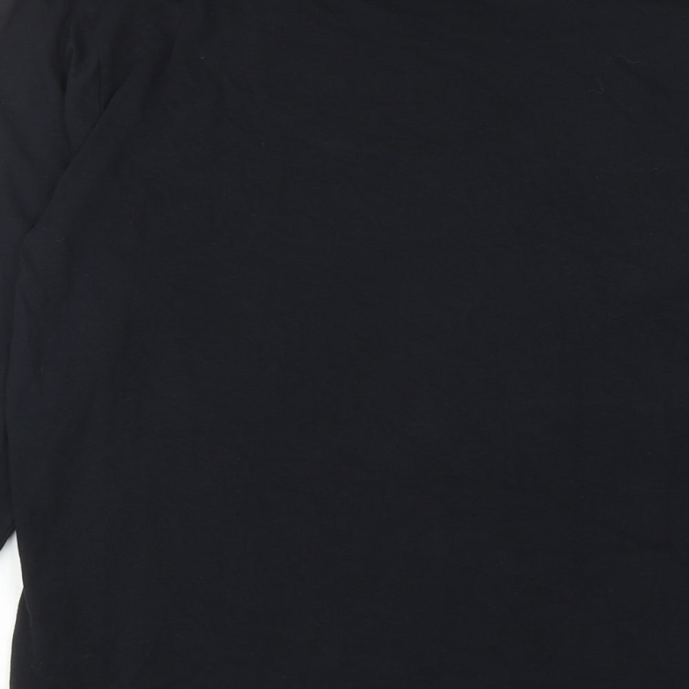 Zara Mens Black Cotton T-Shirt Size L Round Neck