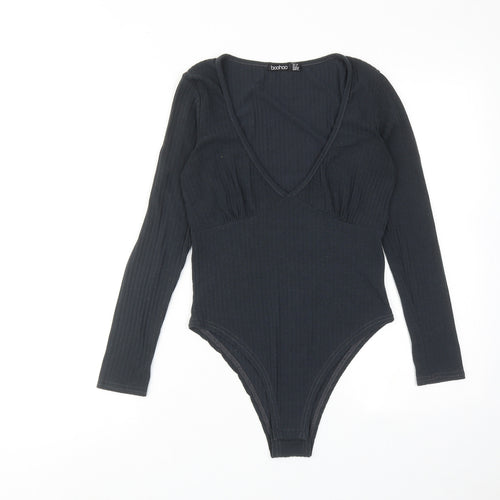 Boohoo Womens Grey Polyester Bodysuit One-Piece Size 10 Snap