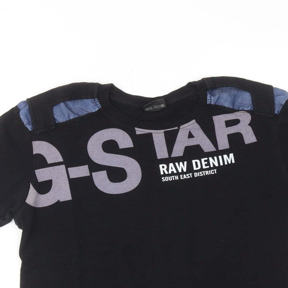G-Star Mens Black Cotton T-Shirt Size S Round Neck