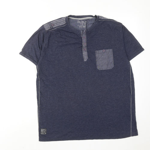 Blue Inc Mens Blue Cotton T-Shirt Size L Round Neck
