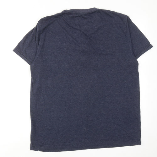 Blue Inc Mens Blue Cotton T-Shirt Size L Round Neck