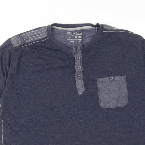 Blue Inc Mens Blue Cotton T-Shirt Size L Round Neck