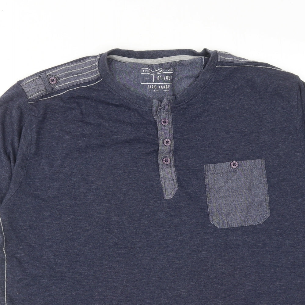 Blue Inc Mens Blue Cotton T-Shirt Size L Round Neck