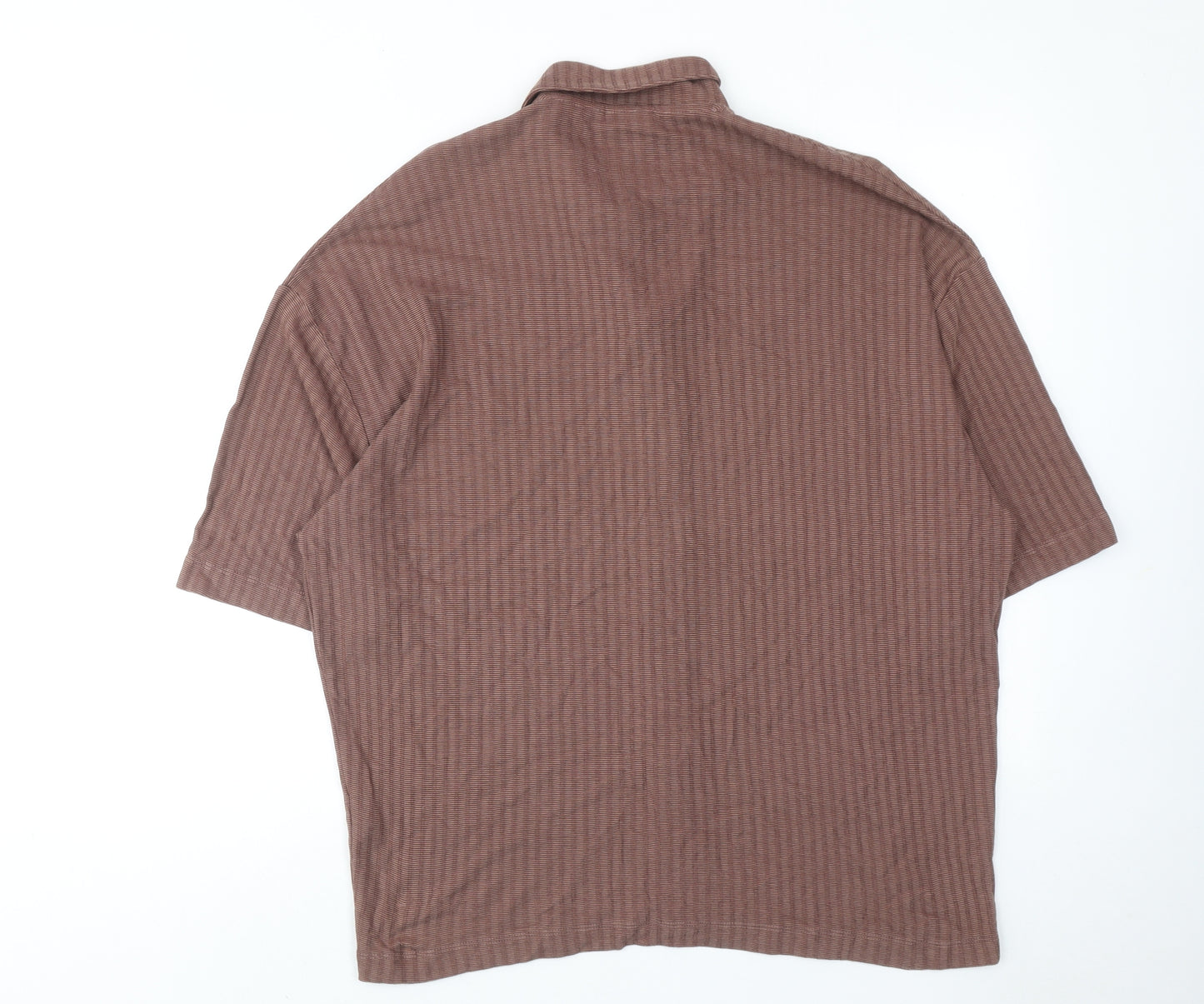ASOS Mens Brown Geometric Polyester Button-Up Size M Collared Button