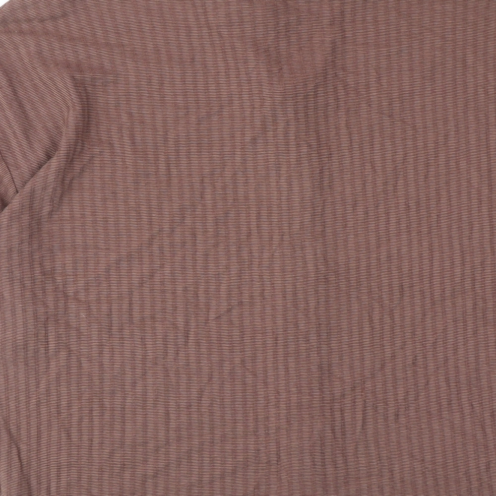 ASOS Mens Brown Geometric Polyester Button-Up Size M Collared Button