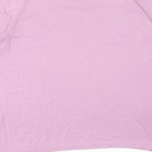 PACO Womens Purple Polyester Basic T-Shirt Size 14 Round Neck - Asymmetric Hem