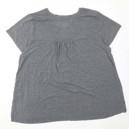 Cuddl Duds Womens Grey Modal Basic T-Shirt Size 3XL Round Neck