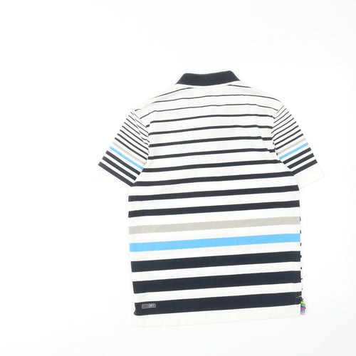 PUMA Mens Multicoloured Striped Cotton Polo Size XS Collared Button