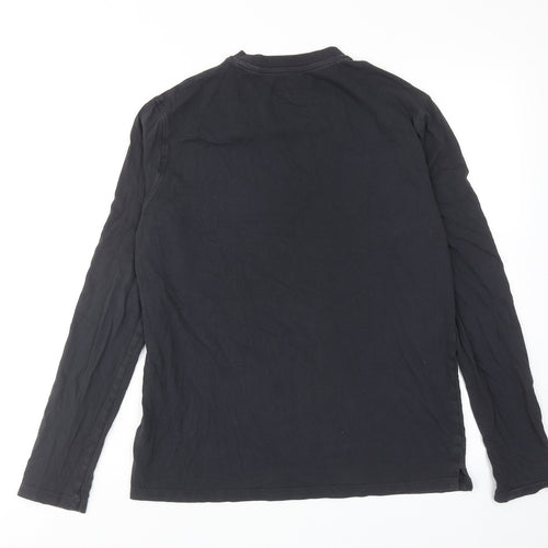 Marks and Spencer Boys Black Cotton Basic T-Shirt Size 15-16 Years Round Neck Pullover