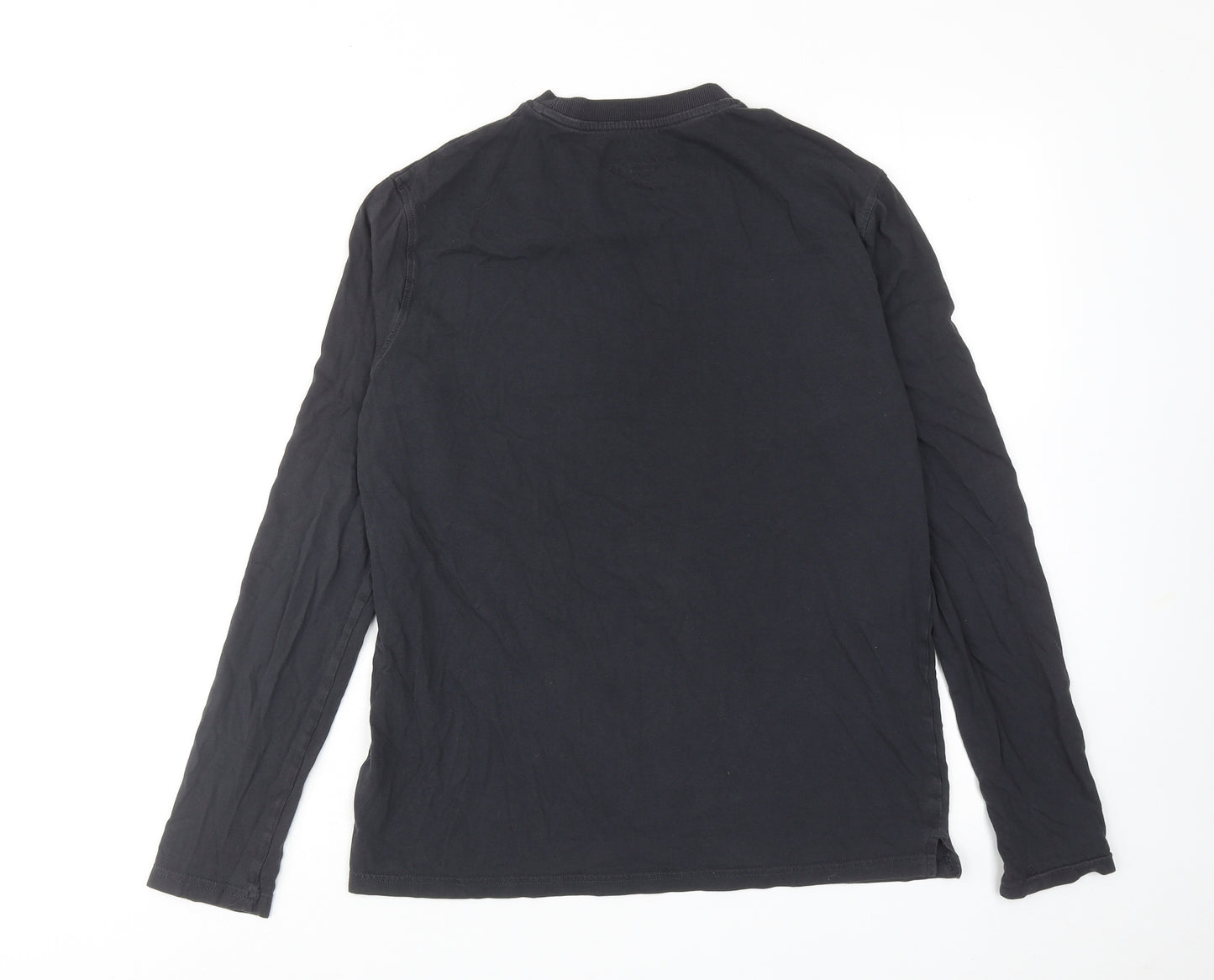 Marks and Spencer Boys Black Cotton Basic T-Shirt Size 15-16 Years Round Neck Pullover
